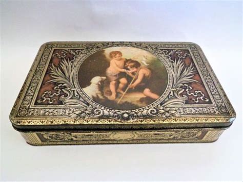 parein gold metal box vintage|Old Parein biscuit tin box / Swiss chalet / Collection of tin boxes .